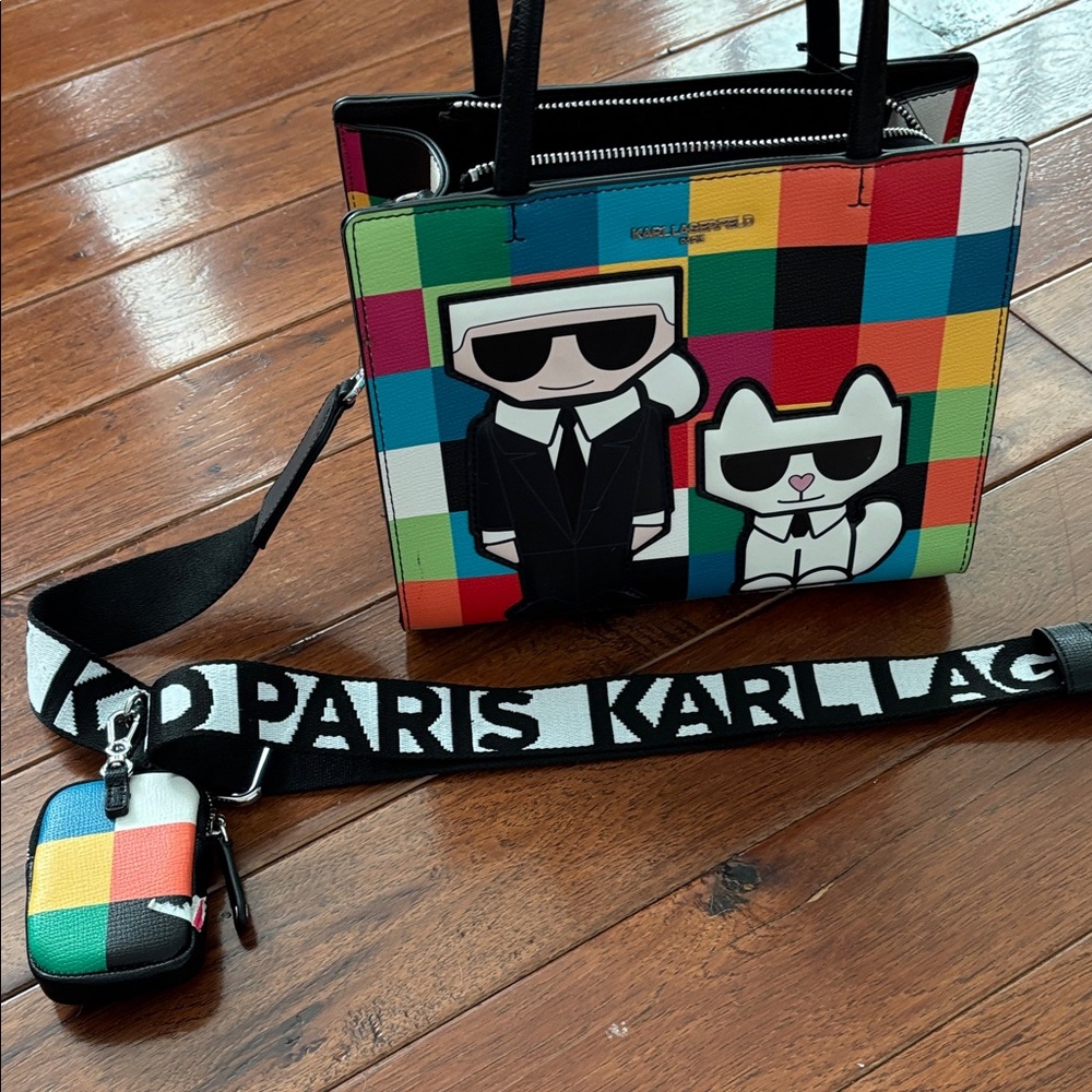 Karl Lagerfeld Colorful Checkered Men's Messenger Bag